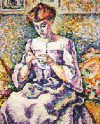 Lucie Cousturier Woman Crocheting oil